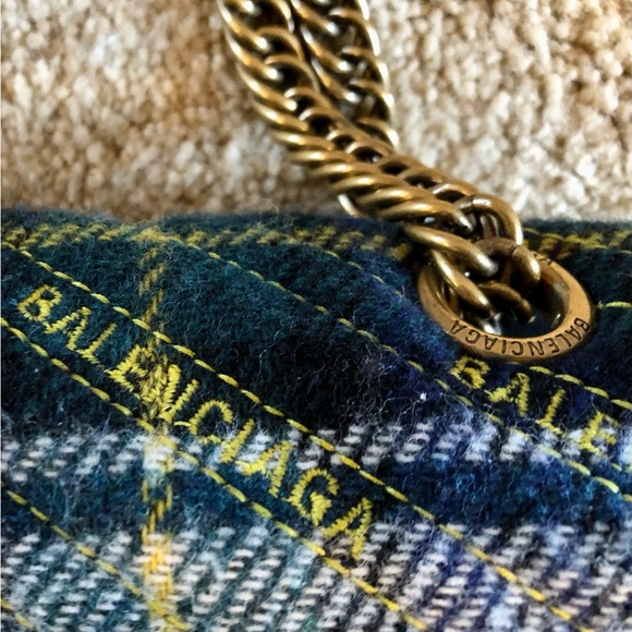 Authentic Balenciaga Plaid Shoulder Bag - Picture 5 of 16